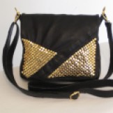 Black & Gold Studded Recycled Leather Purse