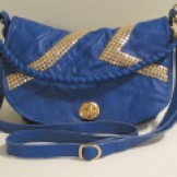 Royal Blue & Gold Studded Recycled Leather Purse