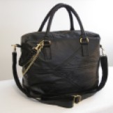 Black Large Square Recycled Leather Purse